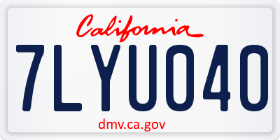 CA license plate 7LYU040