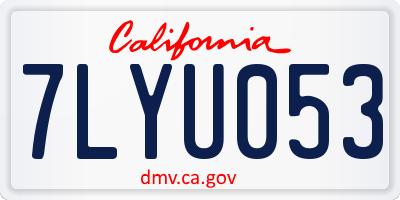 CA license plate 7LYU053