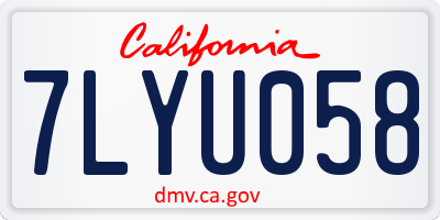 CA license plate 7LYU058