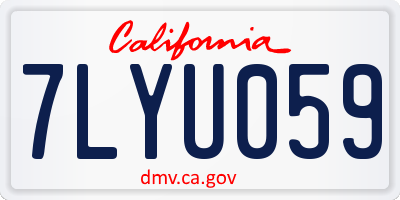 CA license plate 7LYU059