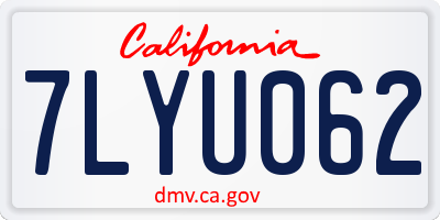 CA license plate 7LYU062