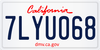 CA license plate 7LYU068