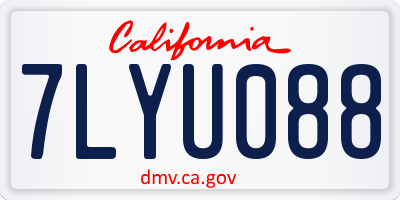 CA license plate 7LYU088
