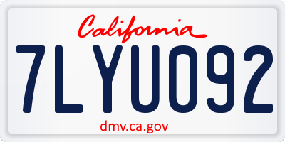 CA license plate 7LYU092