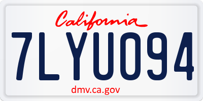 CA license plate 7LYU094