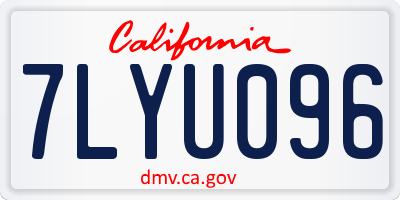 CA license plate 7LYU096