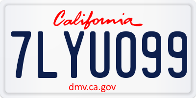 CA license plate 7LYU099
