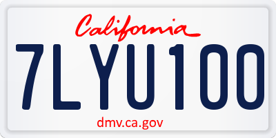 CA license plate 7LYU100