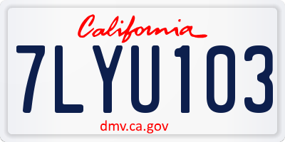 CA license plate 7LYU103