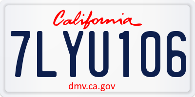 CA license plate 7LYU106
