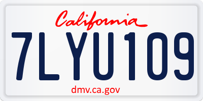 CA license plate 7LYU109