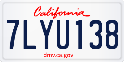 CA license plate 7LYU138