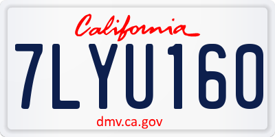 CA license plate 7LYU160