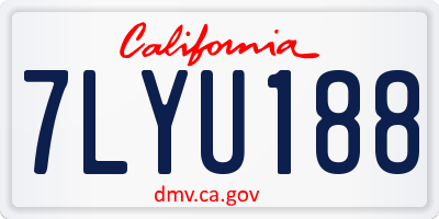 CA license plate 7LYU188