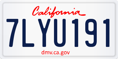 CA license plate 7LYU191