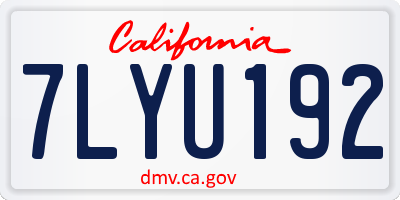 CA license plate 7LYU192