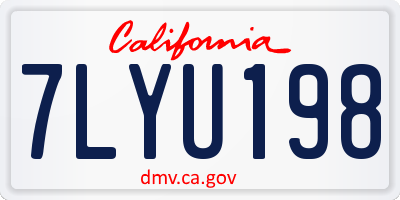 CA license plate 7LYU198