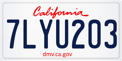 CA license plate 7LYU203