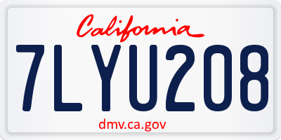 CA license plate 7LYU208