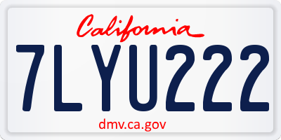 CA license plate 7LYU222