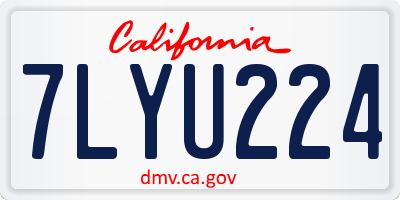 CA license plate 7LYU224