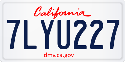 CA license plate 7LYU227