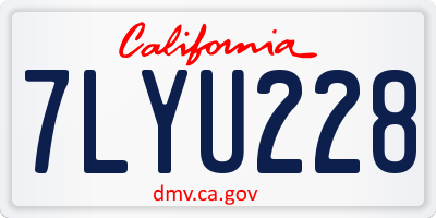 CA license plate 7LYU228