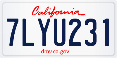 CA license plate 7LYU231
