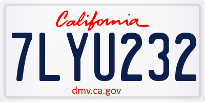 CA license plate 7LYU232