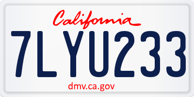 CA license plate 7LYU233