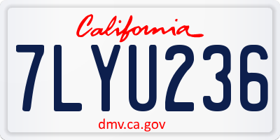 CA license plate 7LYU236