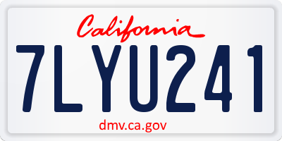CA license plate 7LYU241