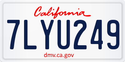 CA license plate 7LYU249