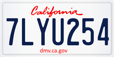CA license plate 7LYU254