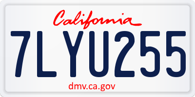 CA license plate 7LYU255