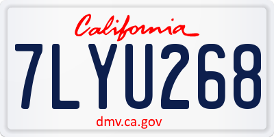 CA license plate 7LYU268