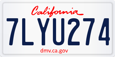 CA license plate 7LYU274