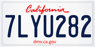 CA license plate 7LYU282