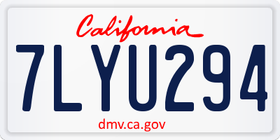 CA license plate 7LYU294
