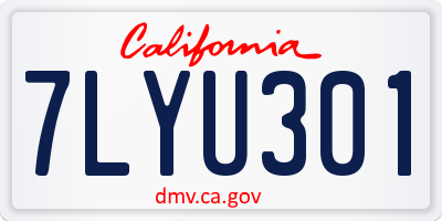 CA license plate 7LYU301
