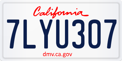 CA license plate 7LYU307
