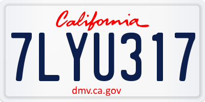 CA license plate 7LYU317