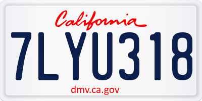 CA license plate 7LYU318