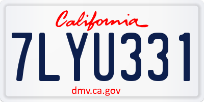 CA license plate 7LYU331