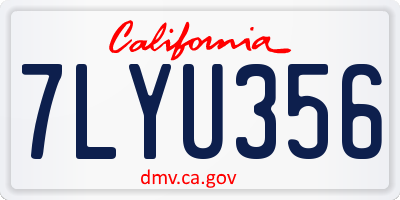 CA license plate 7LYU356