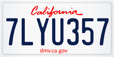 CA license plate 7LYU357