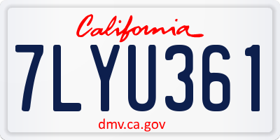 CA license plate 7LYU361