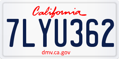CA license plate 7LYU362