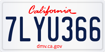 CA license plate 7LYU366