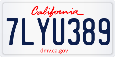 CA license plate 7LYU389